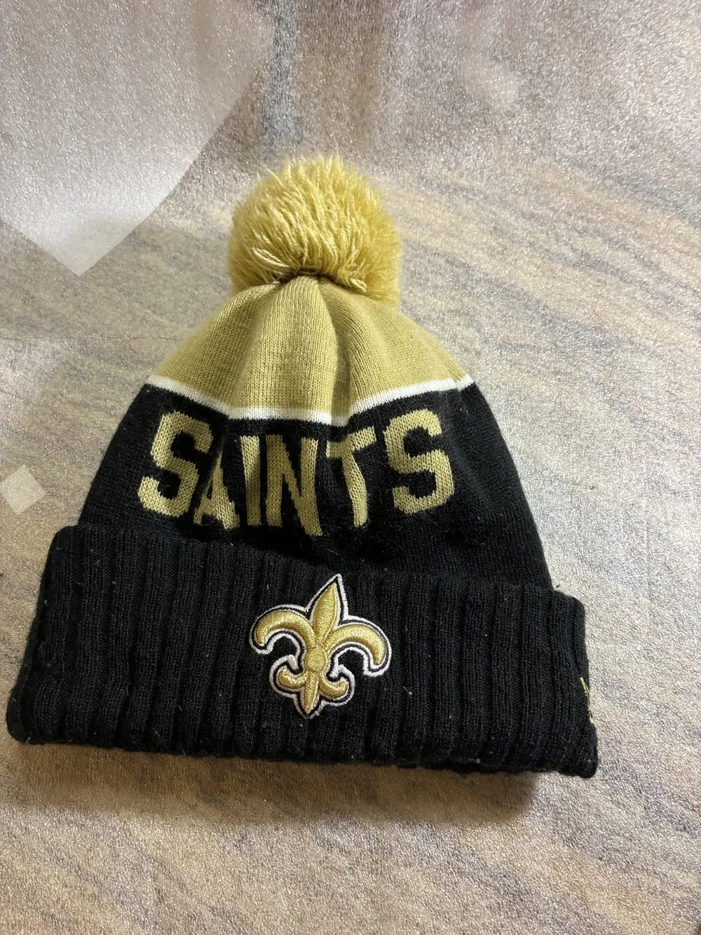 NFL New Orleans Saints Knit Pom Beanie Hat - Black & Gold